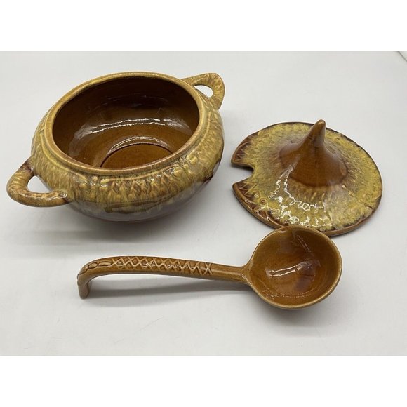 Marcia of California Pottery Vintage USA Drip Glazed Soup Tureen MCM Serveware - Picture 10 of 16